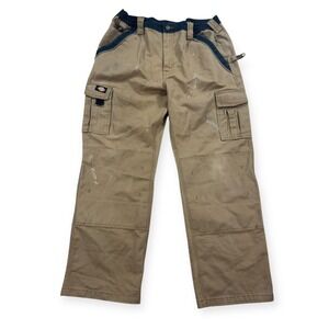 Dickies Pants Men's 36x30 Khaki Two Tone Work Double Knee‎ Cargo Relaxed Fit